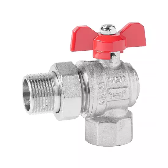 Кран угловой с американкой "красная бабочка"