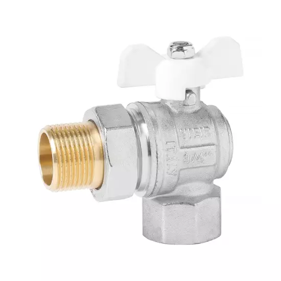 Кран угловой с американкой "белая бабочка"