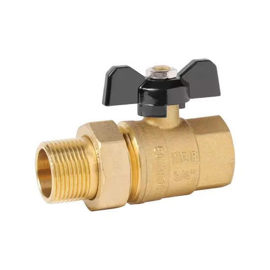 Кран шаровый с американкой латунный "бабочка"