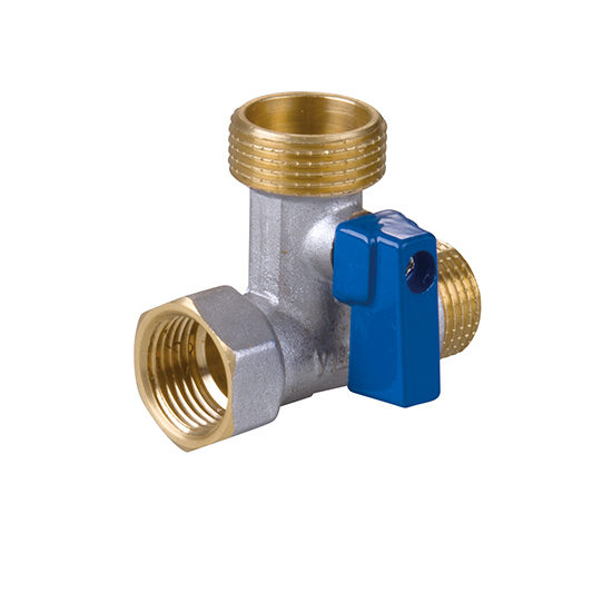 Кран 3-х проходной для стиральной машины хромированный (ручка) Vieir