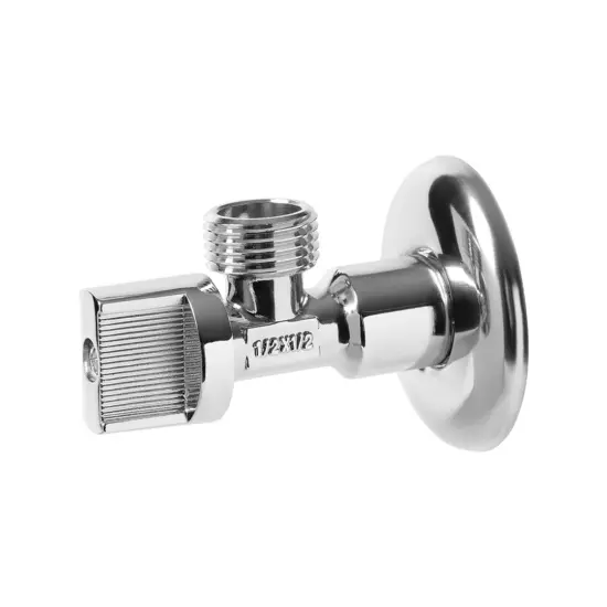 Вентиль угловой с металлической ручкой, хром (в блистере)