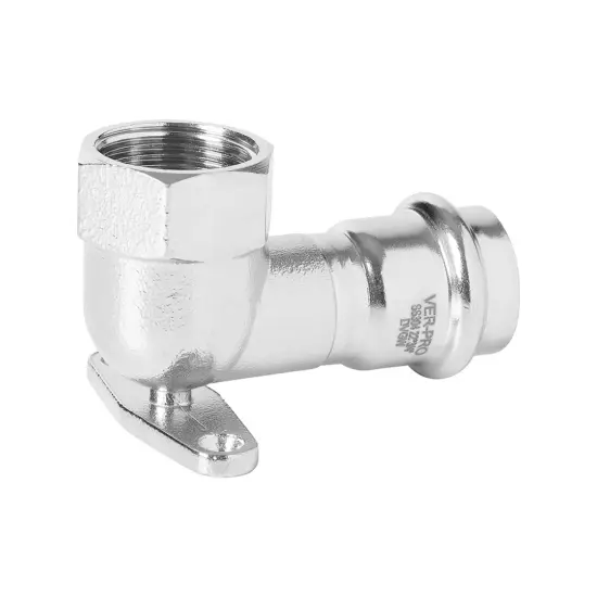 Уголок с переходом на внутреннюю резьбу и креплением из нержавеющей стали (P-G), Ver-pro