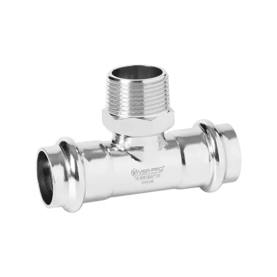 Тройник с переходом на наружную резьбу из нержавеющей стали (P-G-P), Ver-pro