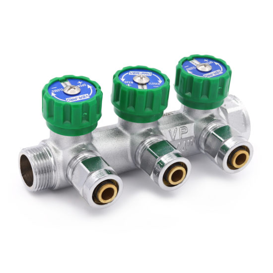 Коллектор регулирующий с евроконусами 3 выхода VER403