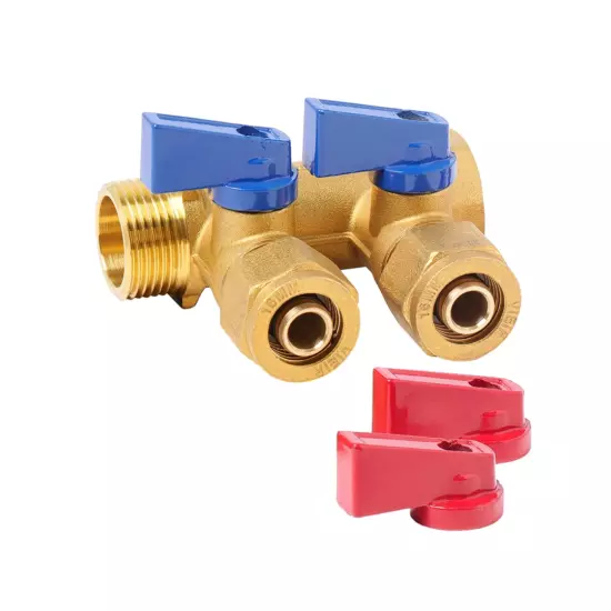 Коллектор с шаровыми кранами 2 выхода VR702