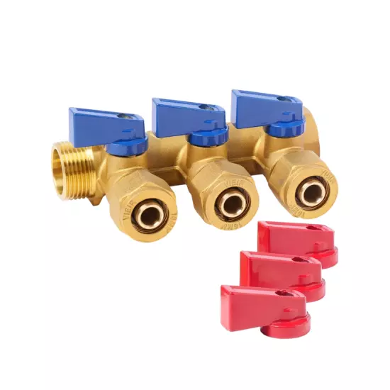 Коллектор с шаровыми кранами 3 выхода VR703