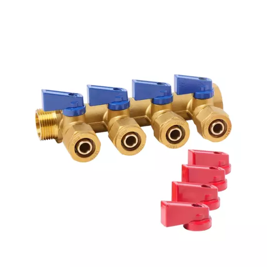 Коллектор с шаровыми кранами 4 выхода VR704