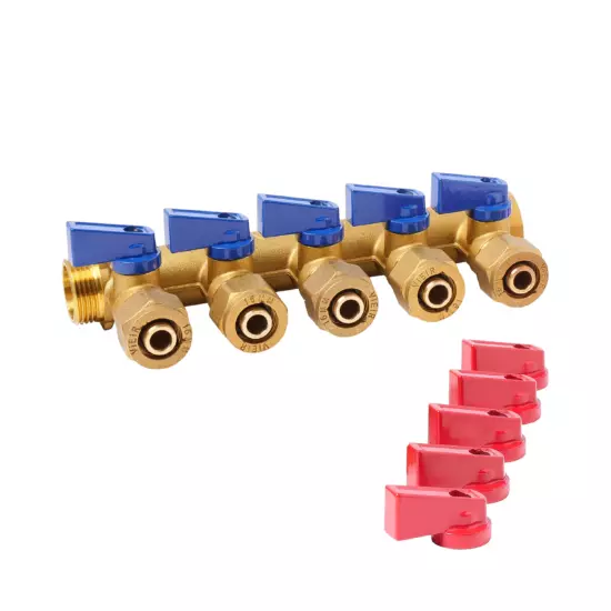 Коллектор с шаровыми кранами 5 выходов VR705