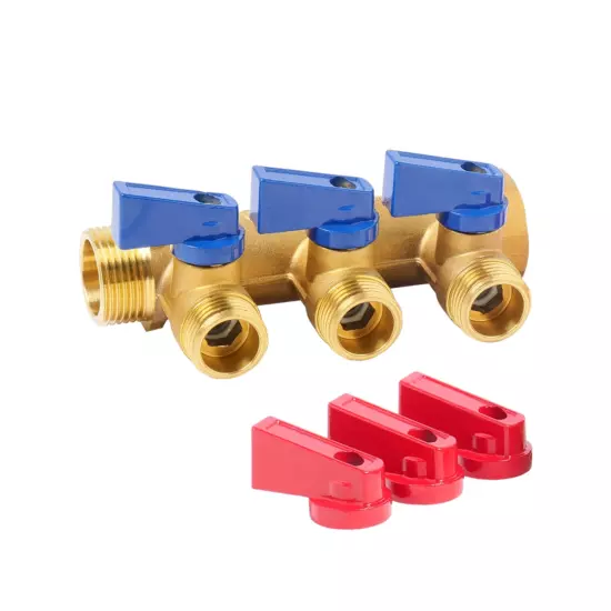 Коллектор с отсечными кранами плоский 3 выхода VR713