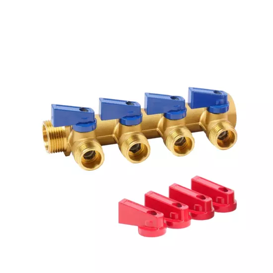 Коллектор с отсечными кранами плоский 4 выхода VR714