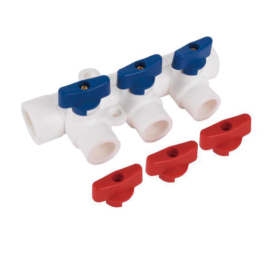 Коллектор полипропиленовый с кранами 3 выхода Vieir