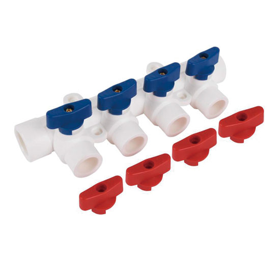 Коллектор полипропиленовый с кранами 4 выхода Vieir