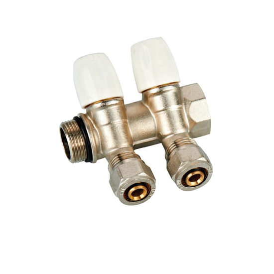 Регулирующий коллектор с вентилями и цангами 2 выхода -белый, Vieir