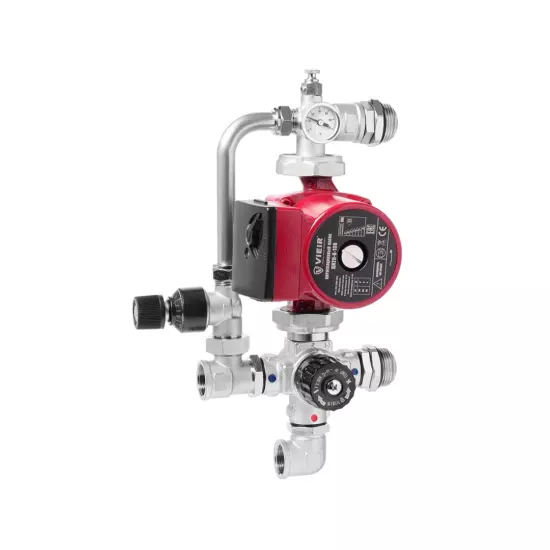 Насосно-смесительный узел с 4-х ходовым термостатическим клапаном, байпасом и перепускным клапаном VR225