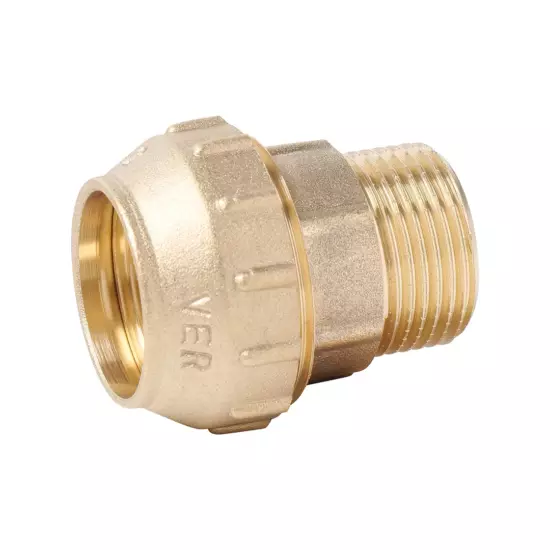 Муфта латунная с наружной резьбой для труб ПНД VIEIR