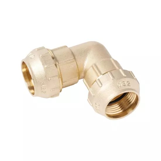 Угольник компрессионный латунный для труб ПНД VIEIR