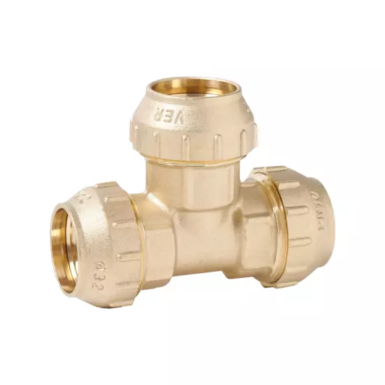 Тройник компрессионный латунный для труб ПНД VIEIR