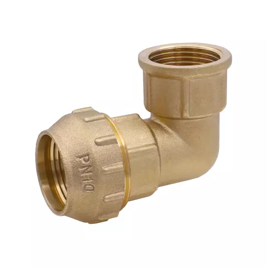 Угольник компрессионный латунный с внутренней резьбой для труб ПНД