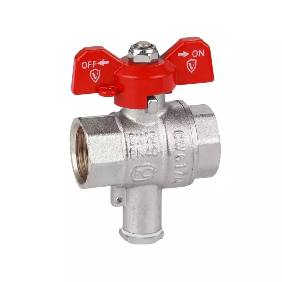 Кран шаровой с отводом m10 под датчик температуры