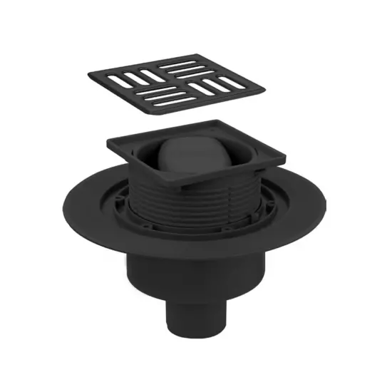 Душевой трап с сухим затвором черный 100x100 мм VRDS-10С